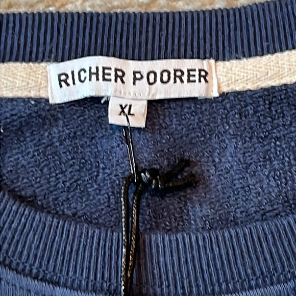 Men’s Richer Poorer Crewneck Sweatshirt Navy Marine XL - Picture 4 of 4